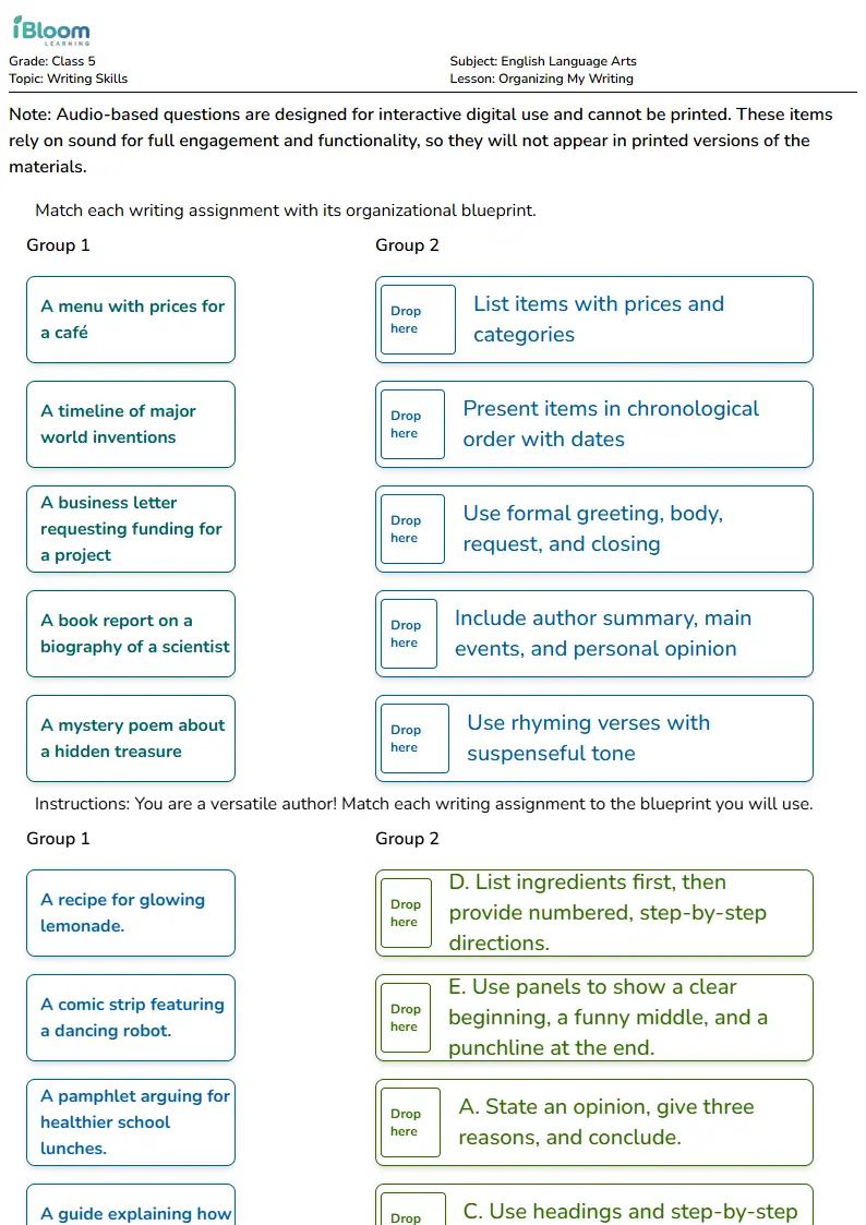 Organizing My Writing Lesson for Class 5 | iBloom