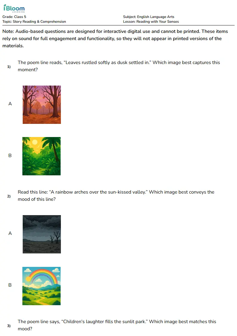 Reading with Your Senses Lesson for Class 5 | iBloom