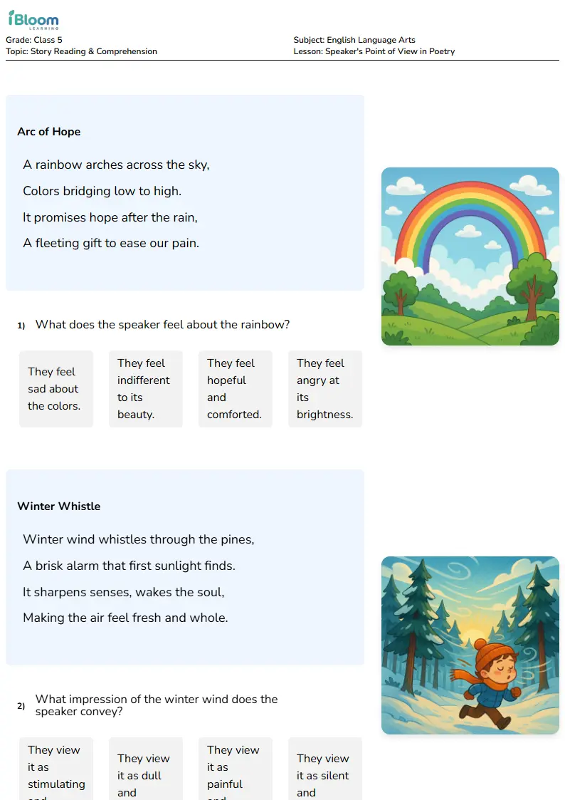 Speaker's Point of View in Poetry Lesson for Class 5 | iBloom