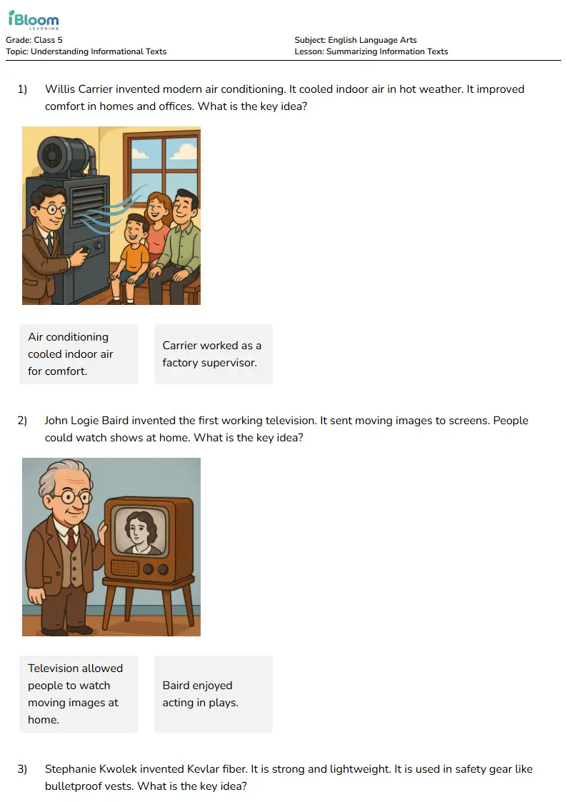 Summarizing Information Texts Lesson for Class 5 | iBloom