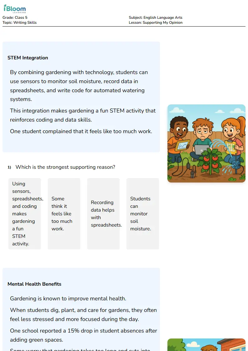 Supporting My Opinion Lesson for Class 5 | iBloom