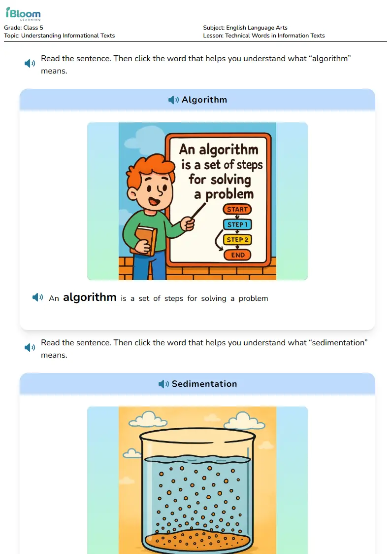 Technical Words in Information Texts Lesson for Class 5 | iBloom