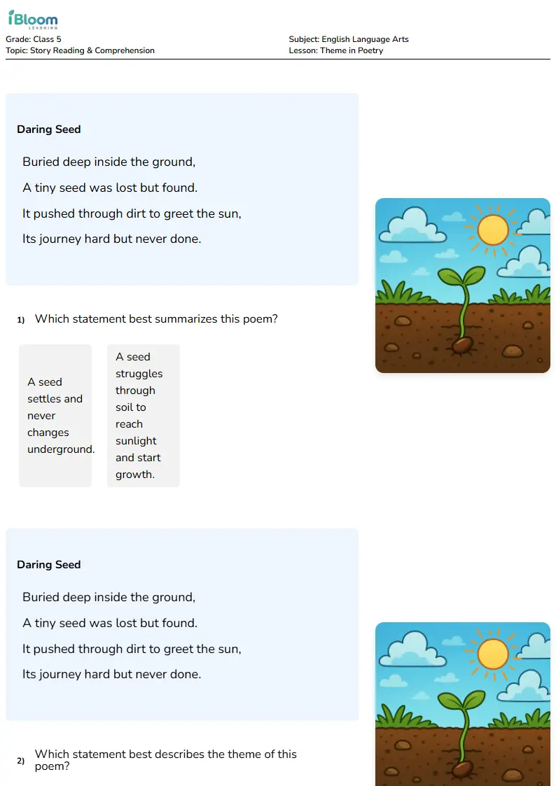 Theme in Poetry Lesson for Class 5 | iBloom
