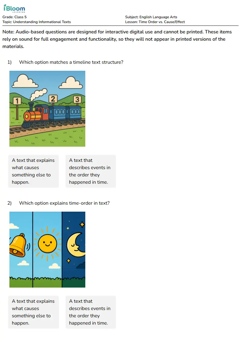 Time Order vs. Cause/Effect Lesson for Class 5 | iBloom