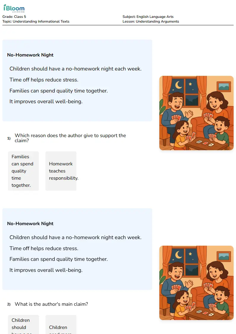 Understanding Arguments Lesson for Class 5 | iBloom