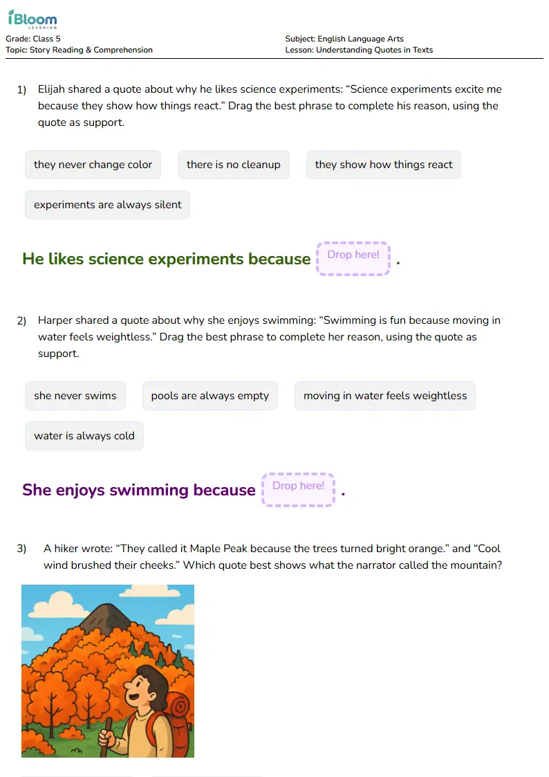Understanding Quotes in Texts Lesson for Class 5 | iBloom