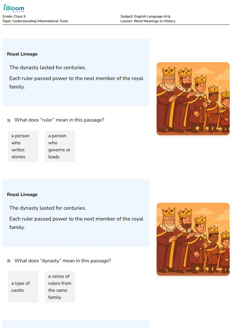 Word Meanings in History Lesson for Class 5 | iBloom
