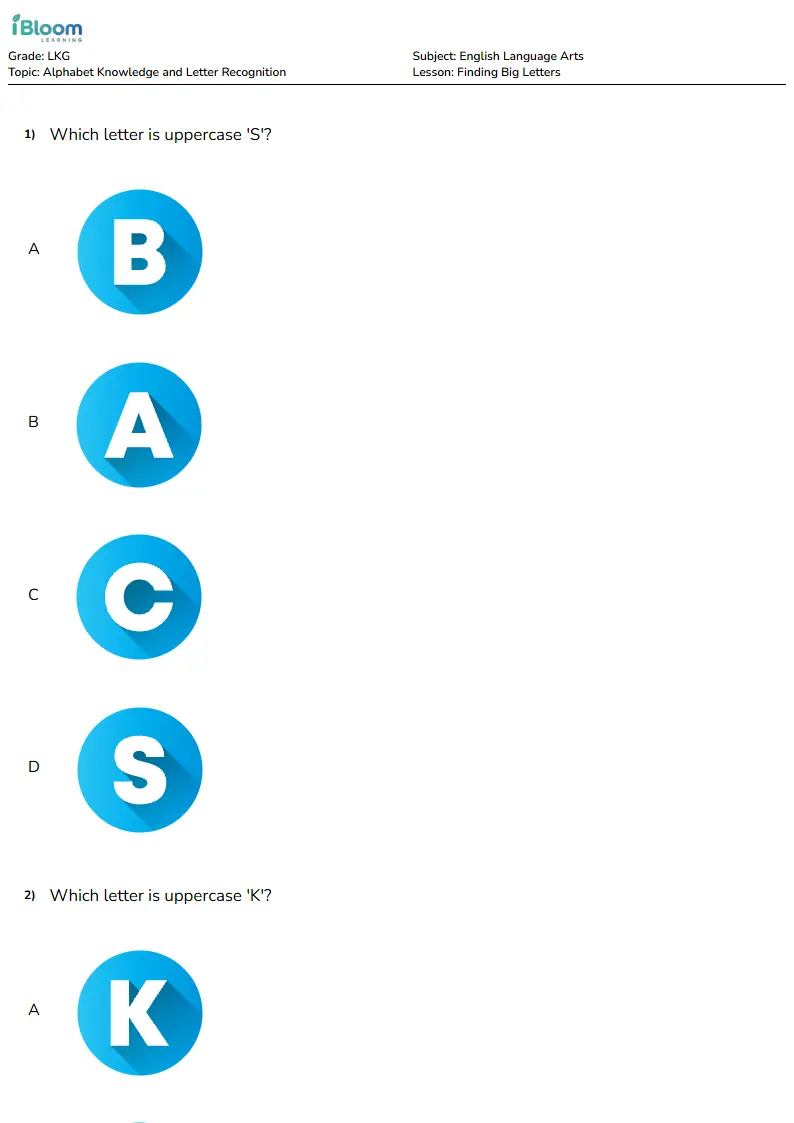 Finding Big Letters Lesson for Lkg