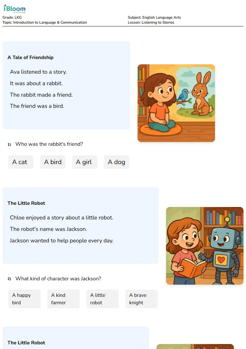 Listening to Stories Lesson for Lkg