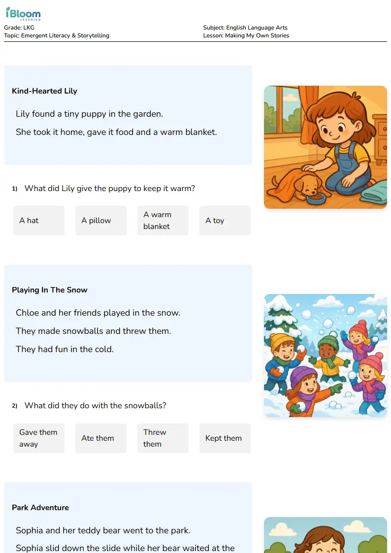 Making My Own Stories Lesson for Lkg