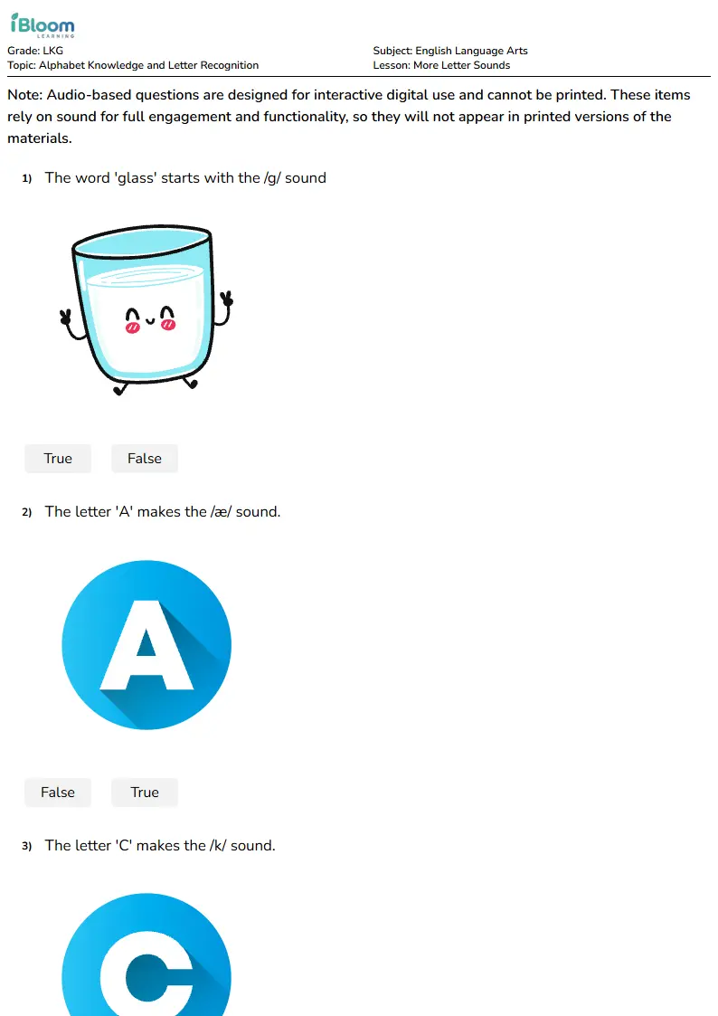 More Letter Sounds Lesson for Lkg | iBloom
