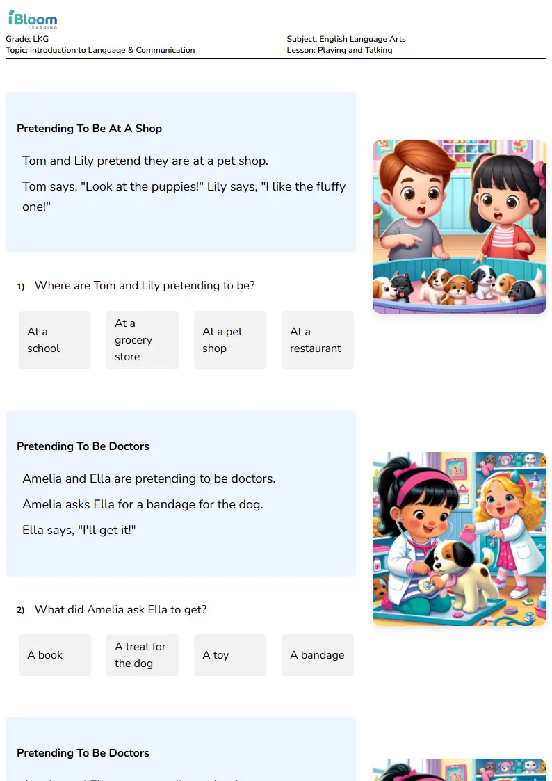 Playing and Talking Lesson for Lkg | iBloom