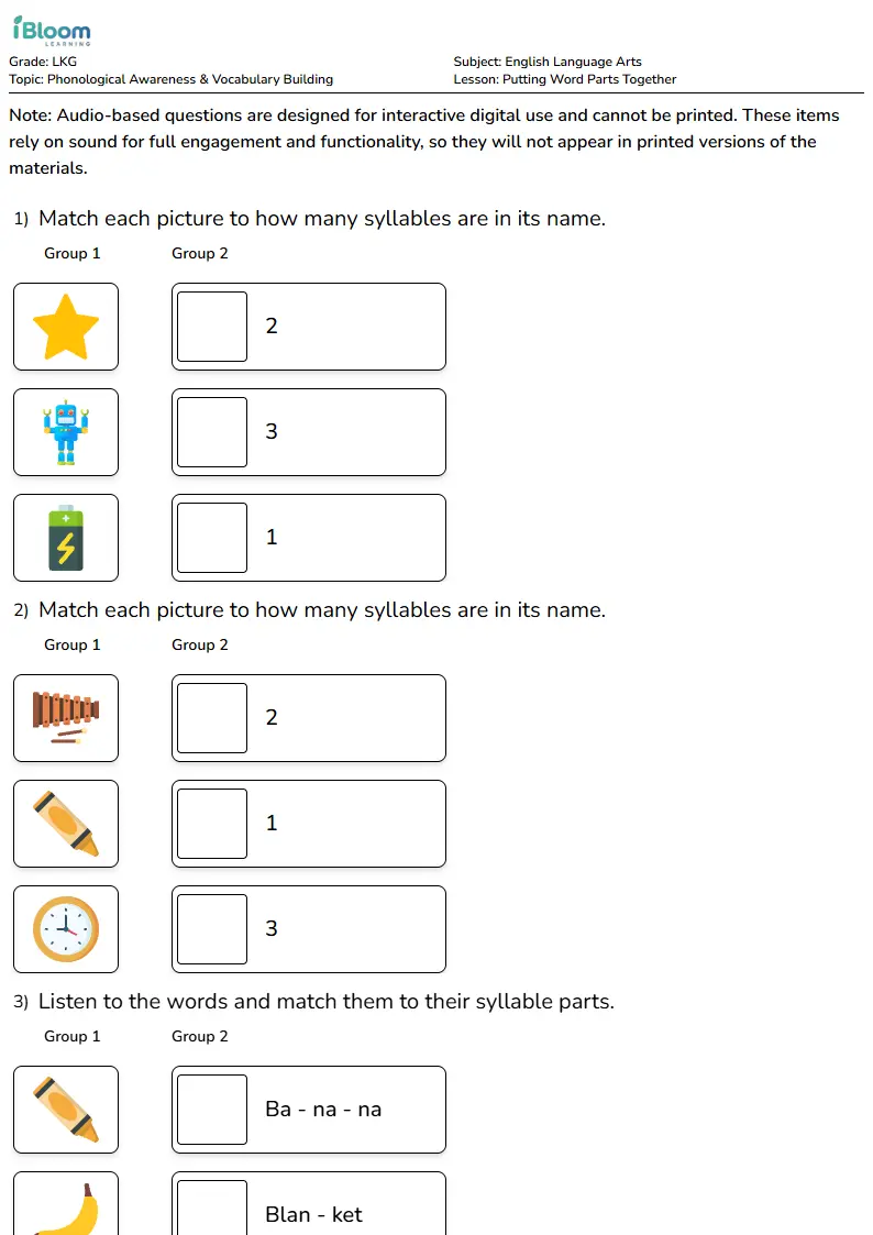 Putting Word Parts Together Lesson for Lkg | iBloom