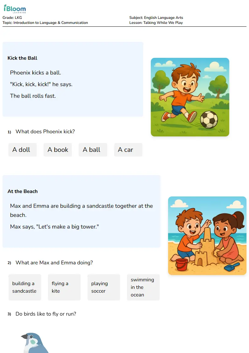 Talking While We Play Lesson for Lkg | iBloom