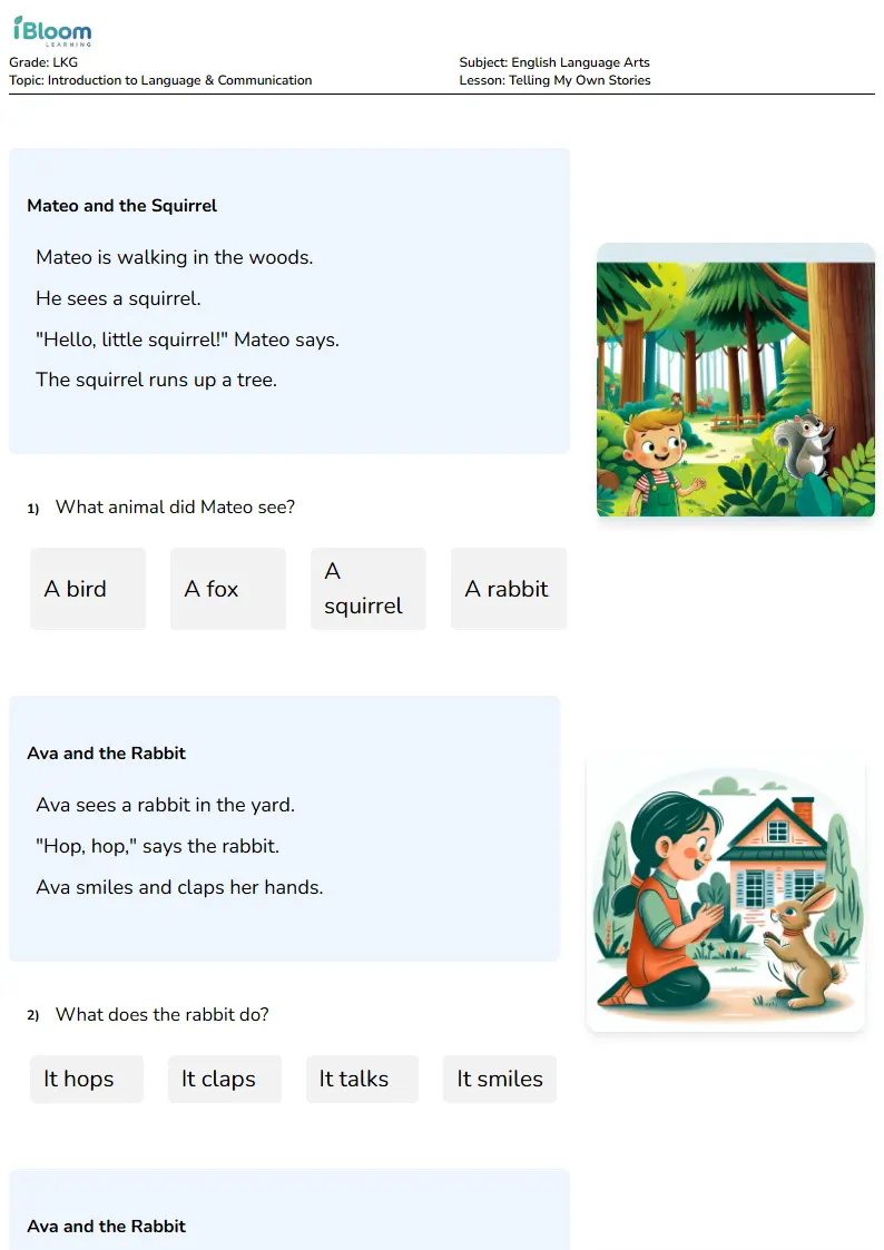 Telling My Own Stories Lesson for Lkg | iBloom