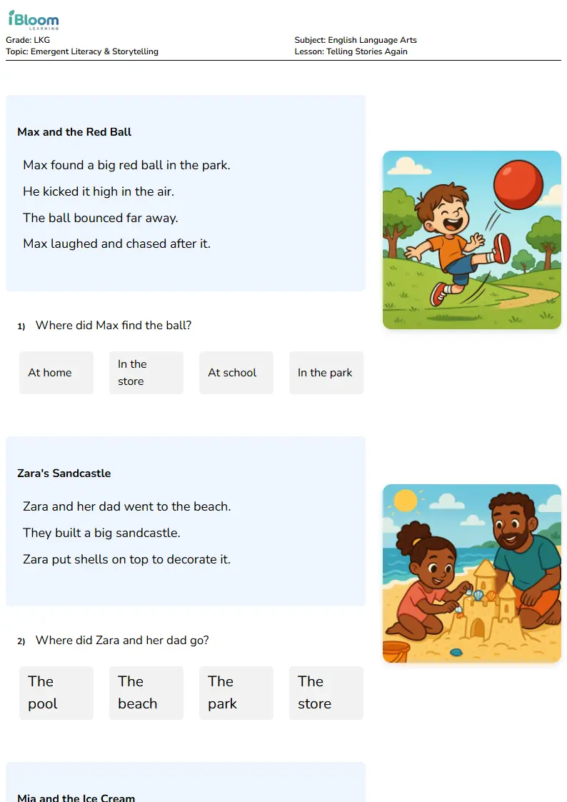 Telling Stories Again Lesson for Lkg | iBloom