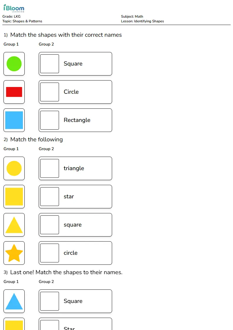 Identifying Shapes Lesson for Lkg | iBloom