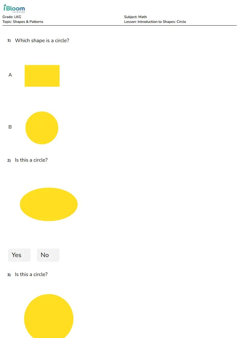 Introduction to Shapes: Circle Lesson for Lkg | iBloom