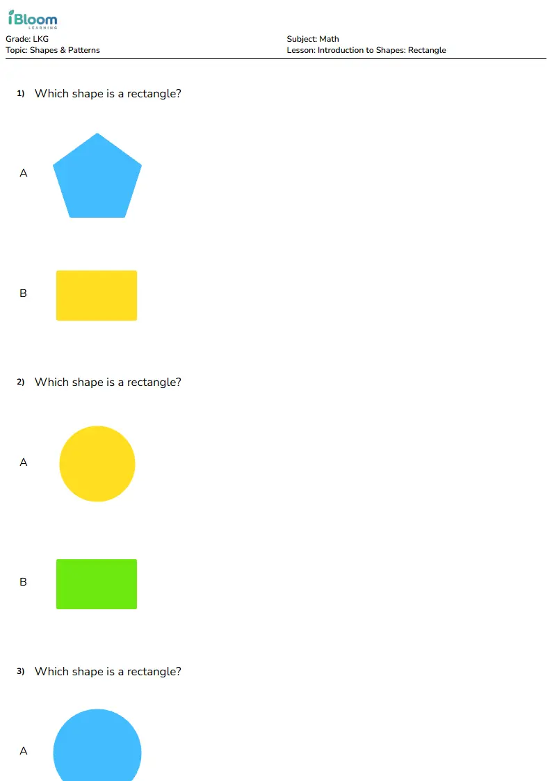 Introduction to Shapes: Rectangle Lesson for Lkg | iBloom