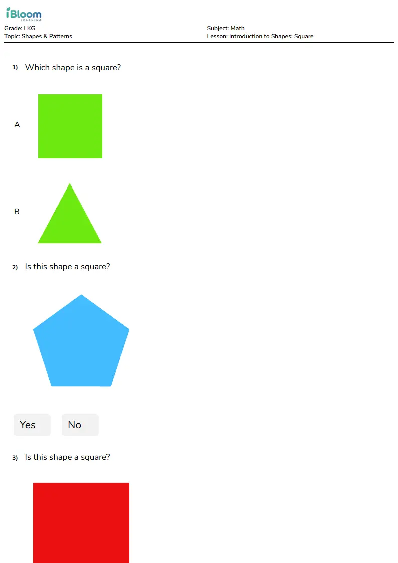 Introduction to Shapes: Square Lesson for Lkg | iBloom