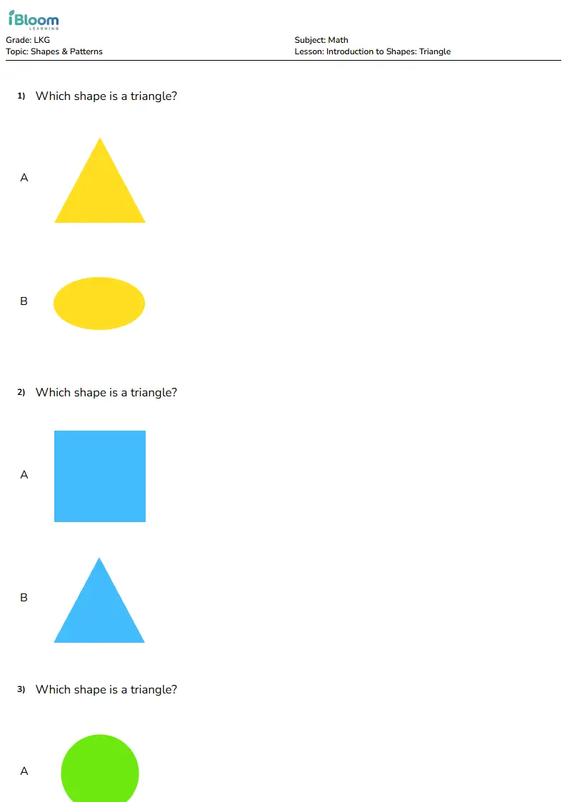 Introduction to Shapes: Triangle Lesson for Lkg | iBloom
