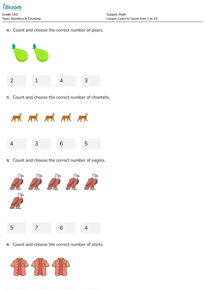 Learn to Count from 1 to 10 Lesson for Lkg | iBloom