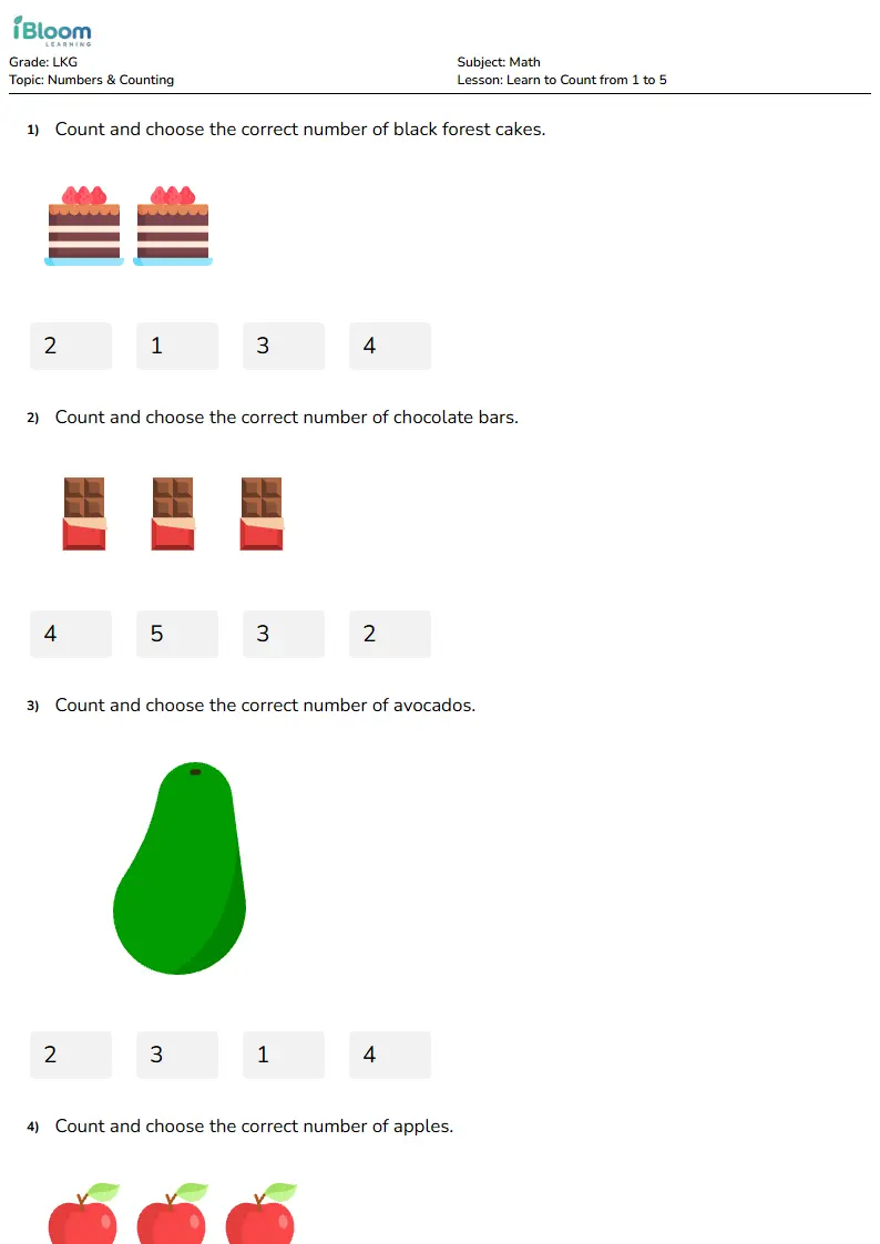 Learn to Count from 1 to 5 Lesson for Lkg | iBloom