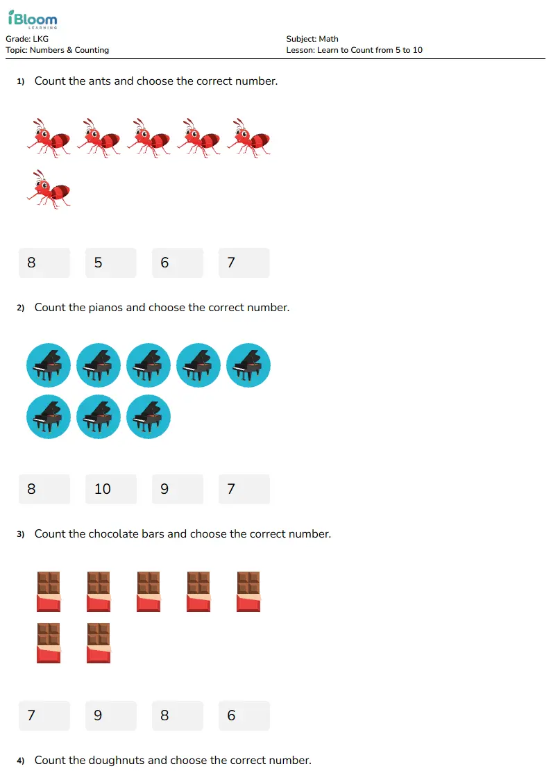 Learn to Count from 5 to 10 Lesson for Lkg | iBloom