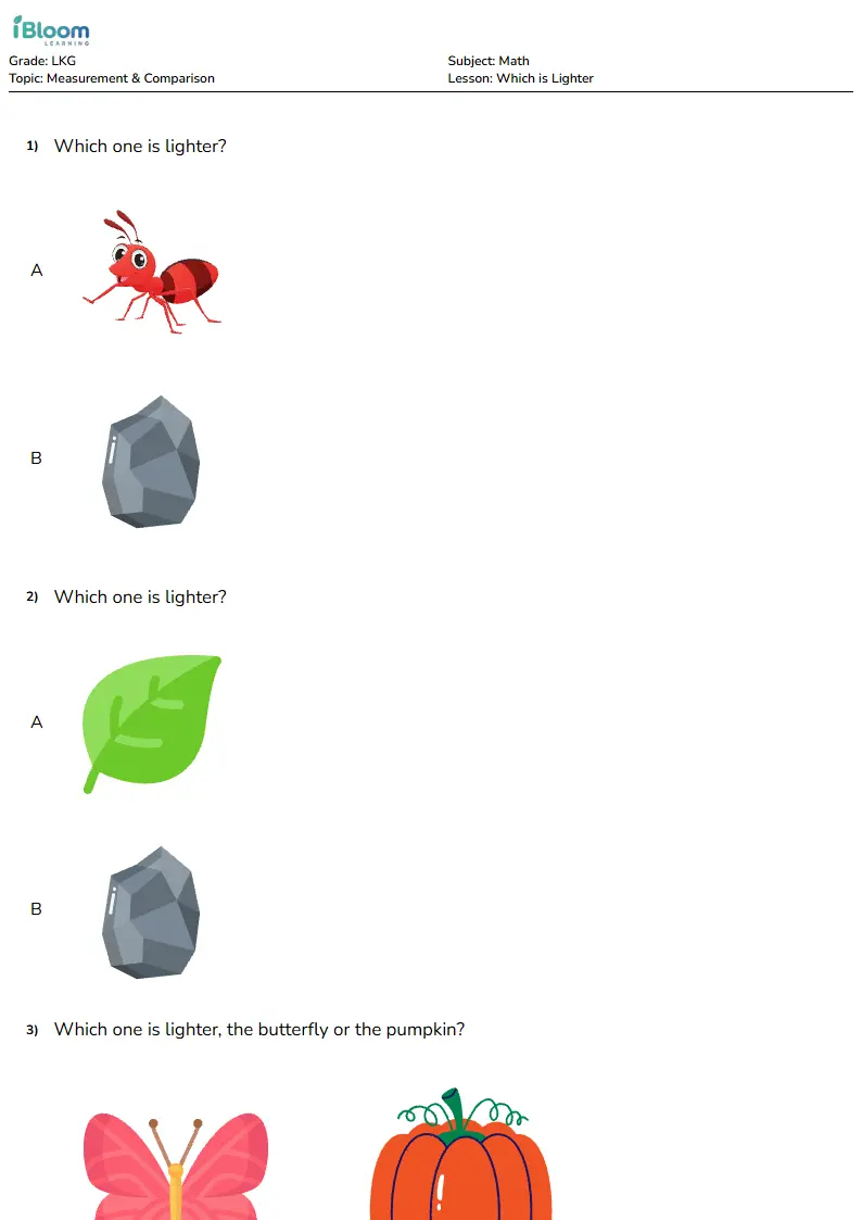 Which is Lighter Lesson for Lkg | iBloom