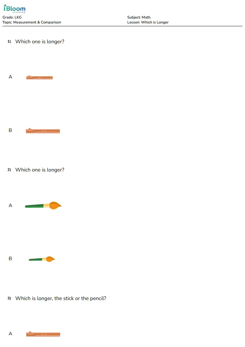 Which is Longer Lesson for Lkg | iBloom