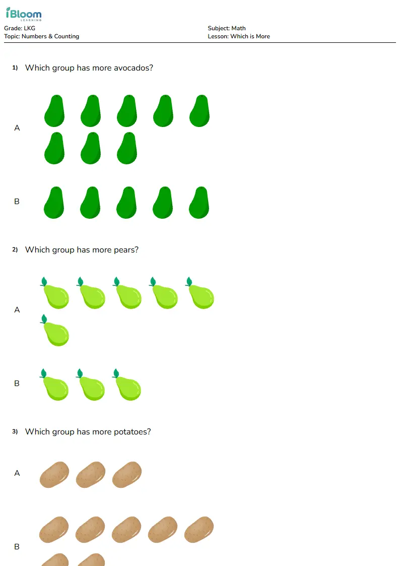 Which is More Lesson for Lkg | iBloom