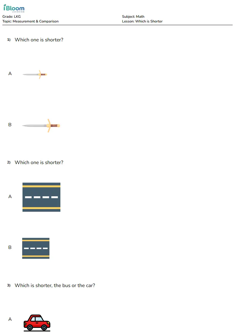 Which is Shorter Lesson for Lkg | iBloom