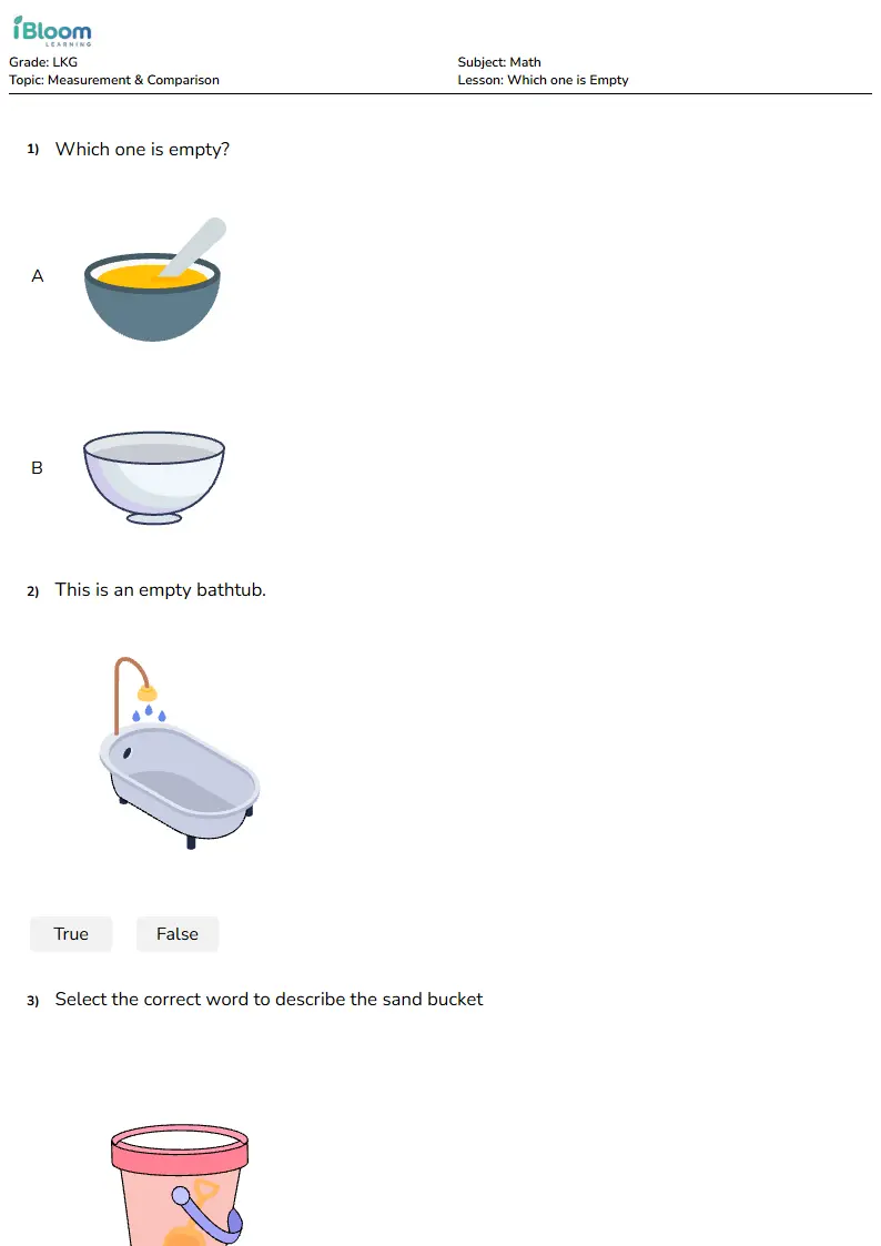 Which one is Empty Lesson for Lkg | iBloom