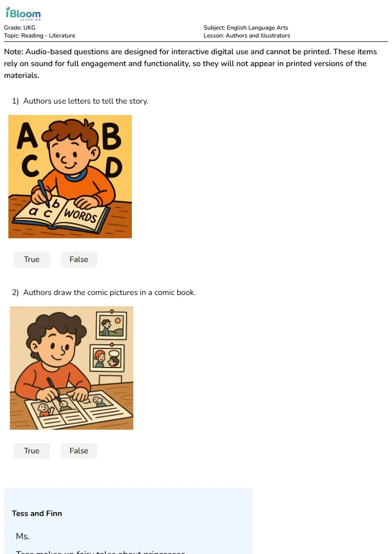 Authors and Illustrators Lesson for Ukg | iBloom