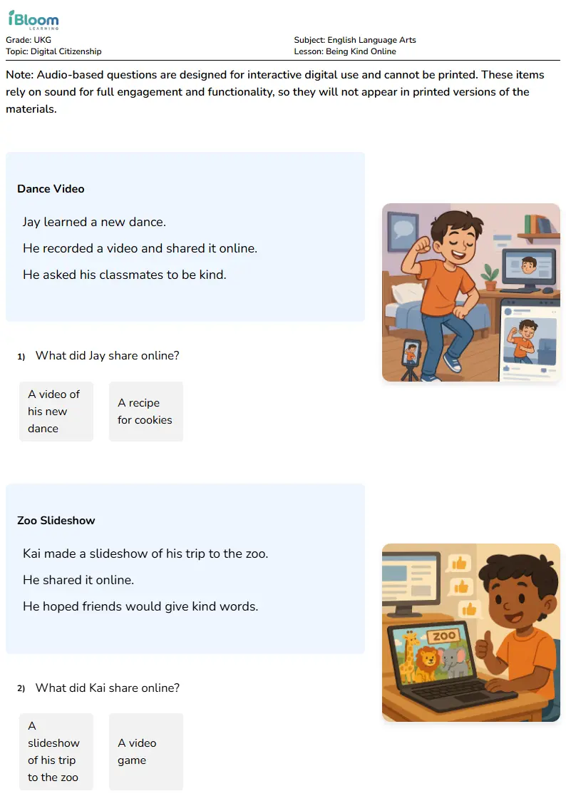 Being Kind Online Lesson for Ukg | iBloom