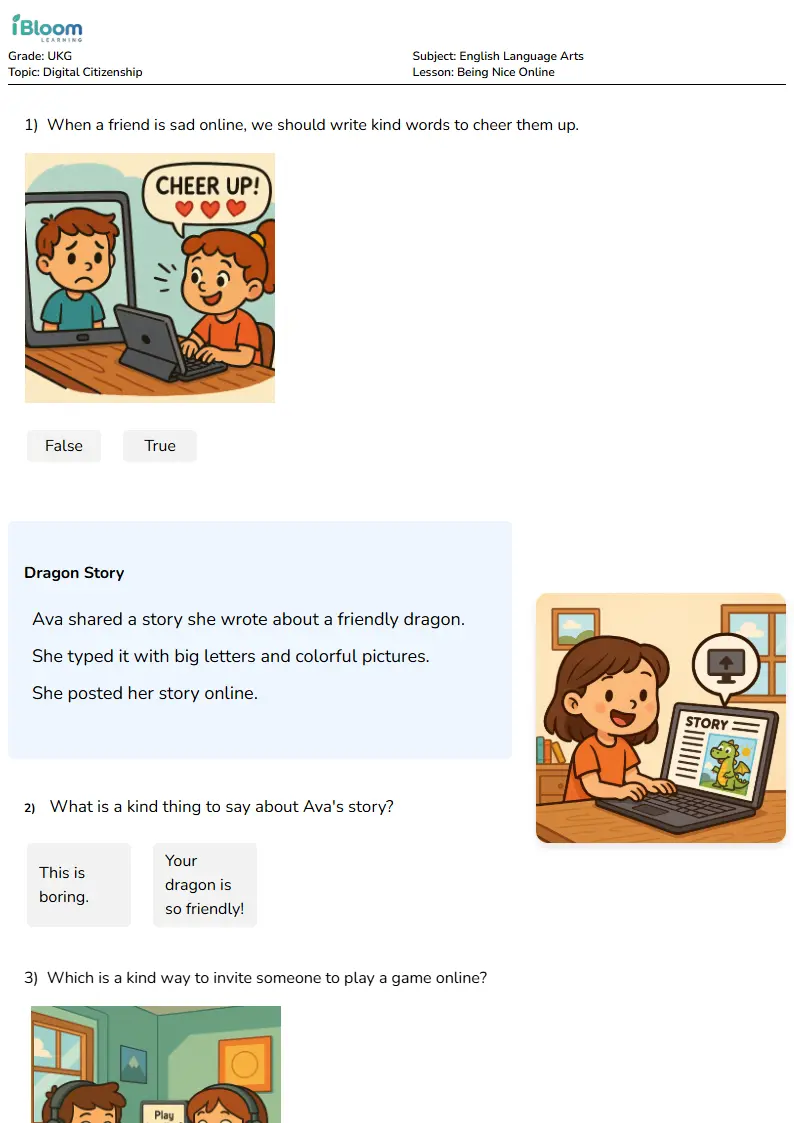 Being Nice Online Lesson for Ukg | iBloom