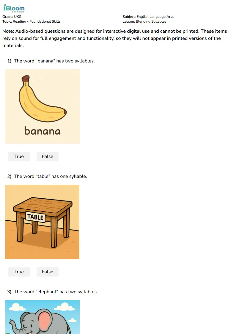 Blending Syllables Lesson for Ukg | iBloom