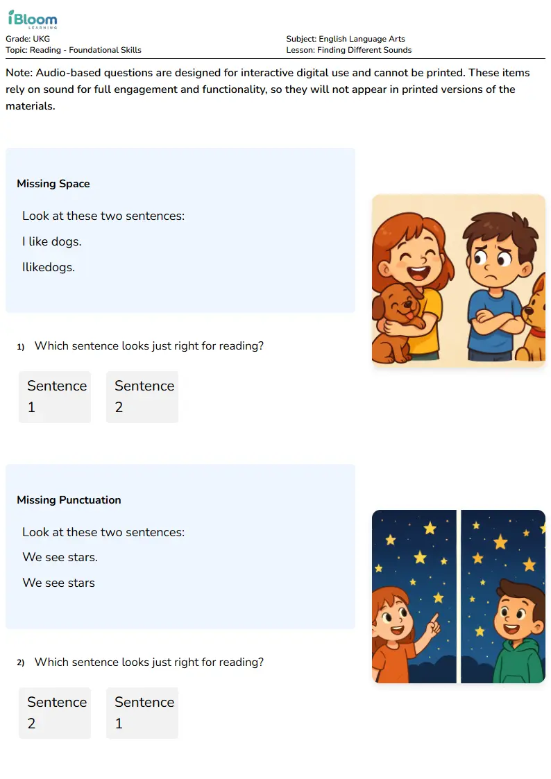 Finding Different Sounds Lesson for Ukg | iBloom