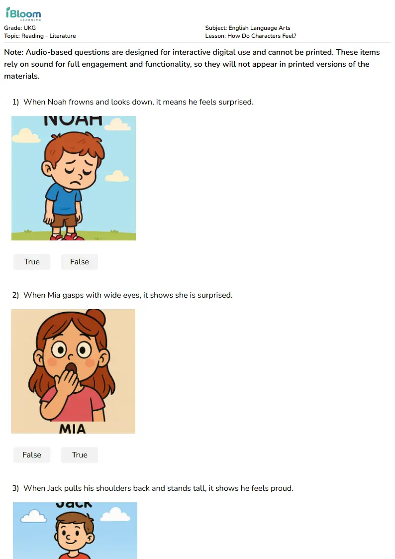 How Do Characters Feel? Lesson for Ukg | iBloom