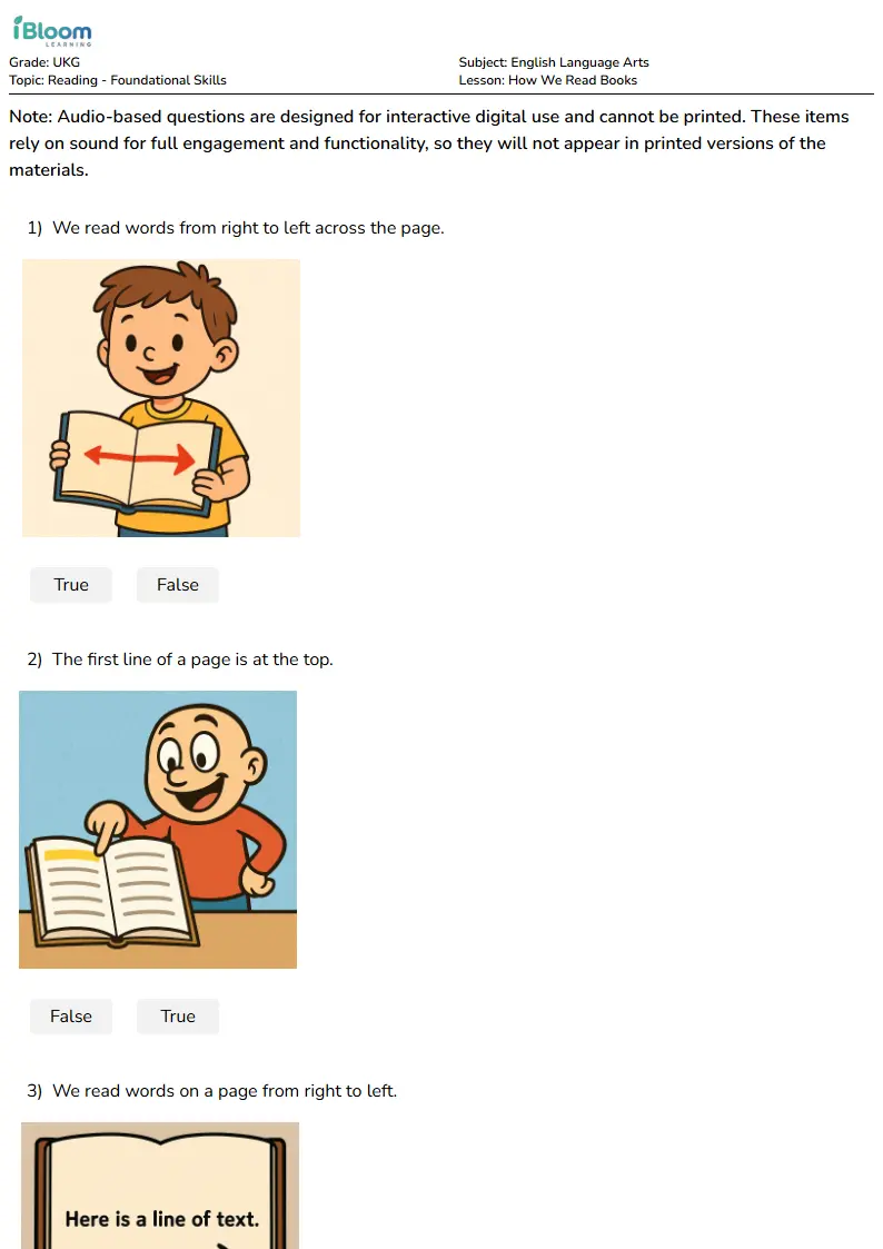 How We Read Books Lesson for Ukg | iBloom