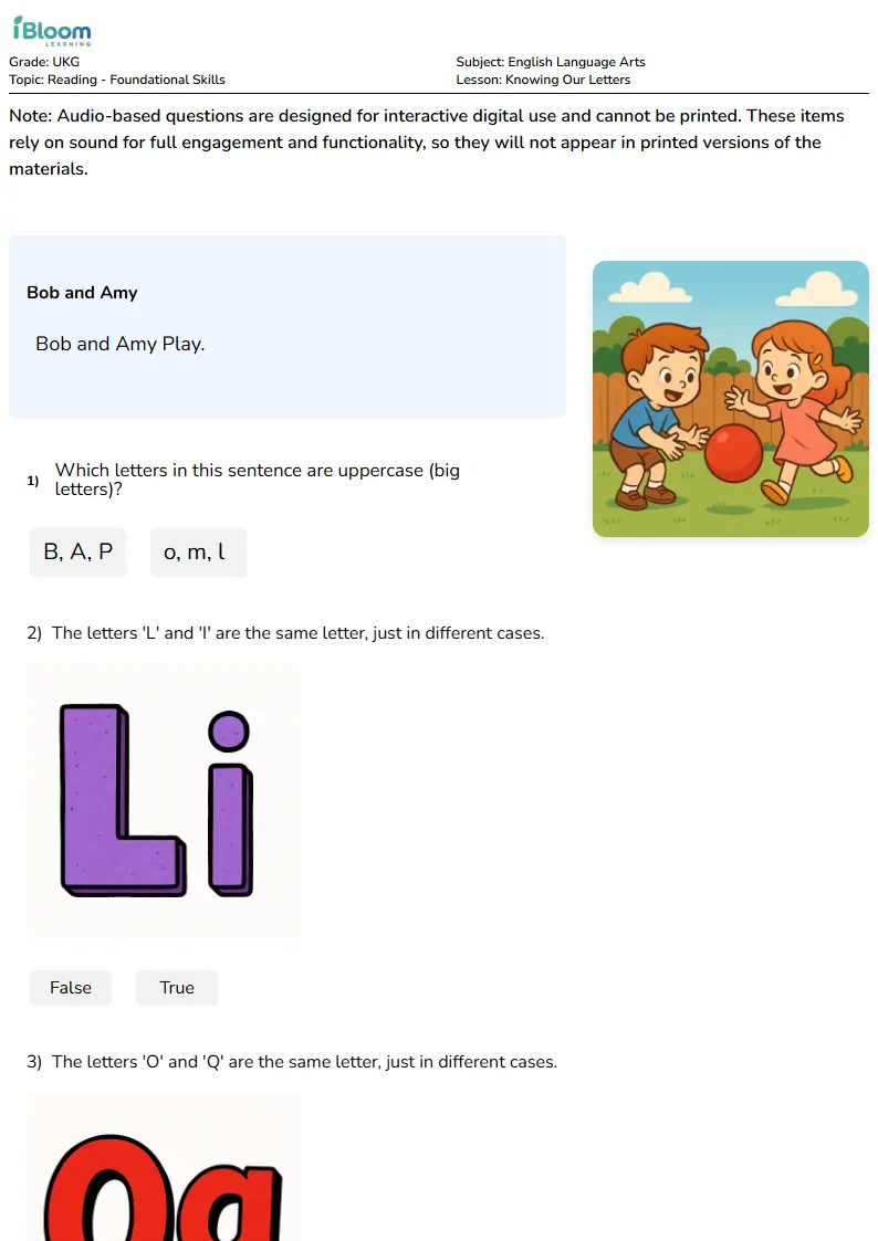 Knowing Our Letters Lesson for Ukg | iBloom