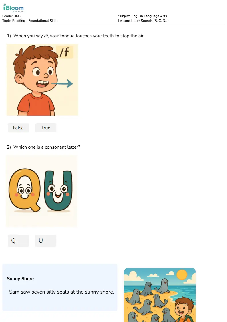 Letter Sounds (B, C, D...) Lesson for Ukg | iBloom