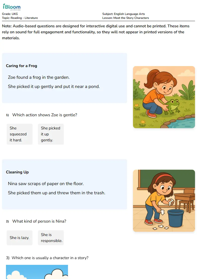 Meet the Story Characters Lesson for Ukg | iBloom