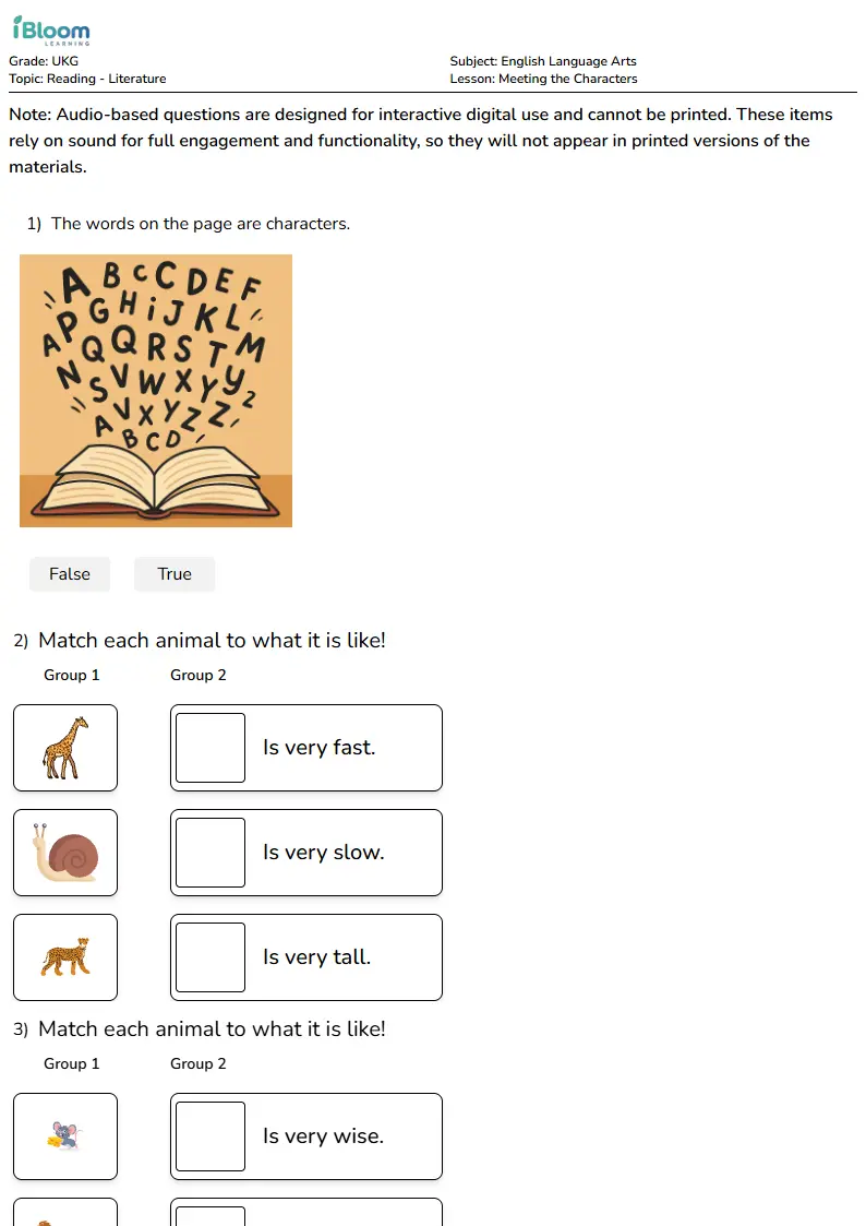 Meeting the Characters Lesson for Ukg | iBloom
