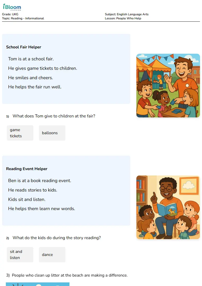 People Who Help Lesson for Ukg | iBloom