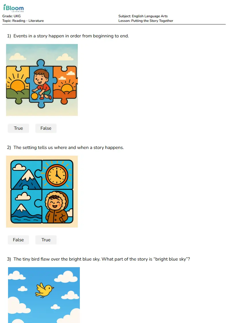 Putting the Story Together Lesson for Ukg | iBloom