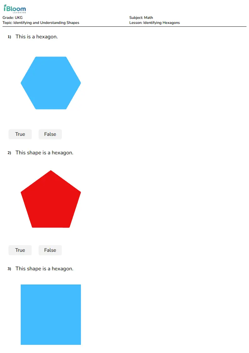 Identifying Hexagons Lesson for Ukg | iBloom