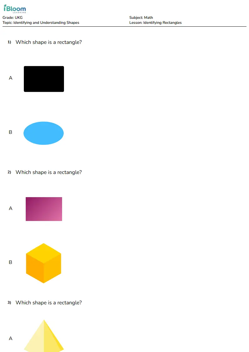 Identifying Rectangles Lesson for Ukg | iBloom