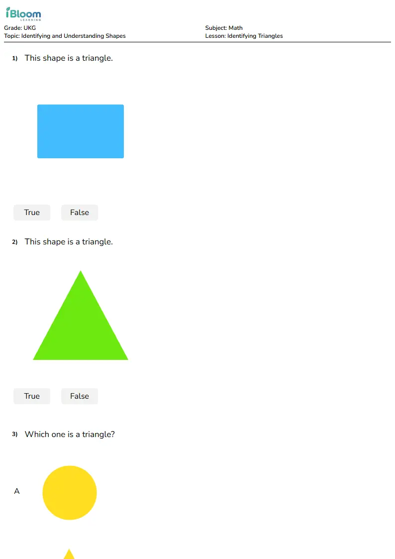 Identifying Triangles Lesson for Ukg | iBloom
