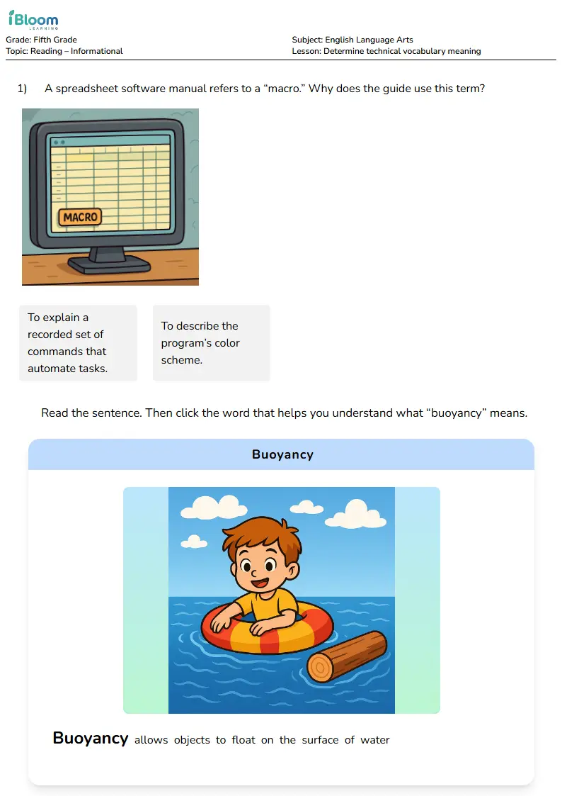 Technical Vocabulary Meaning Lesson